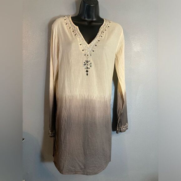 Studio Spa lightweight rhinestone ombre tunic top - Picture 1 of 10